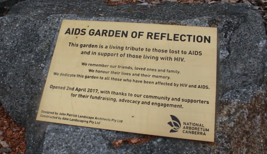 This photo of the AIDS Memorial Garden in Canberra was taken during the 2022 World Aids Day event