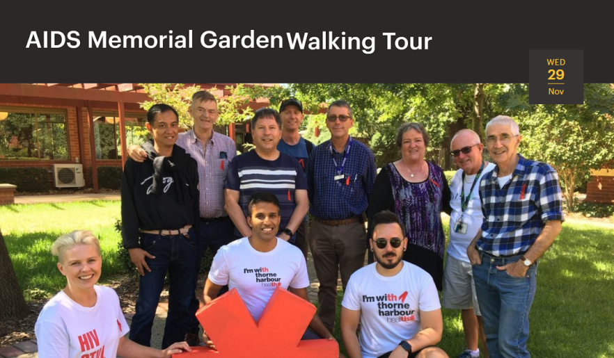AIDS memorial garden walking tour event poster