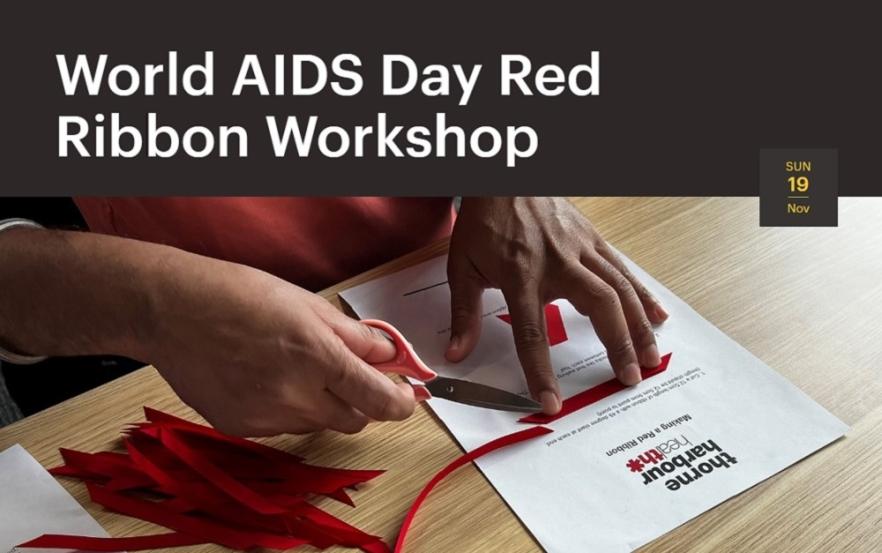 Red ribbon workshop event poster