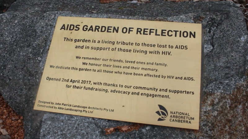 This photo of the AIDS Memorial Garden in Canberra was taken during the 2022 World Aids Day event